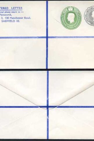 KGVI and QEII 1 1/2d and 1/9 Compound PRIVATE Registered Envelopes RSP13 Size G
