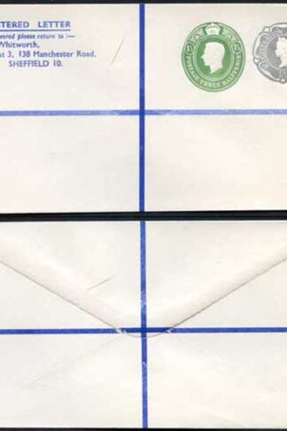 KGVI and QEII 1 1/2d and 1/9 Compound PRIVATE Registered Envelopes RSP13 Size G