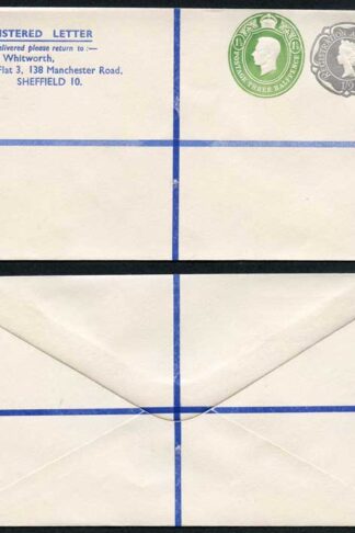 RSP13 KGVI and QEII 1 1/2d and 1/9 compound PRIVATE envelope Size G