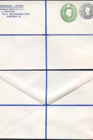 KGVI and QEII 1 1/2d and 1/9 Compound PRIVATE Registered Envelopes RSP13 Size N