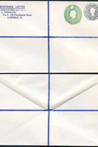 KGVI and QEII 1 1/2d and 1/9 Compound PRIVATE Registered Envelopes RSP13 Size N