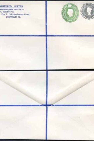 KGVI and QEII 1 1/2d and 1/9 Compound PRIVATE Registered Envelopes RSP13 Size N