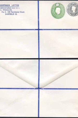 KGVI and QEII 1 1/2d and 1/9 Compound PRIVATE Registered Envelopes RSP13 Size N