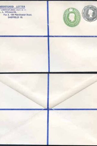 KGVI and QEII 1 1/2d and 1/9 Compound PRIVATE Registered Envelopes RSP13 Size N