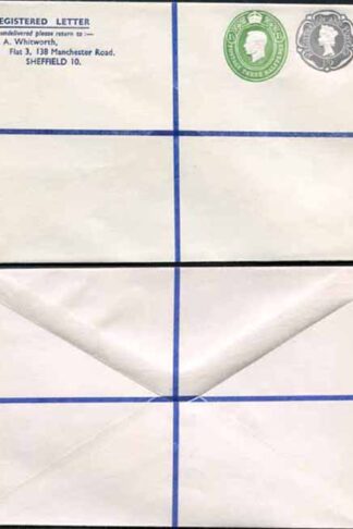 KGVI and QEII 1 1/2d and 1/9 Compund PRIVATE Registered Envelope RSP13 Size N