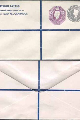 KGVI and QEII 6d and 1/9 Compound PRIVATE Registered Envelopes RSP13 Size G