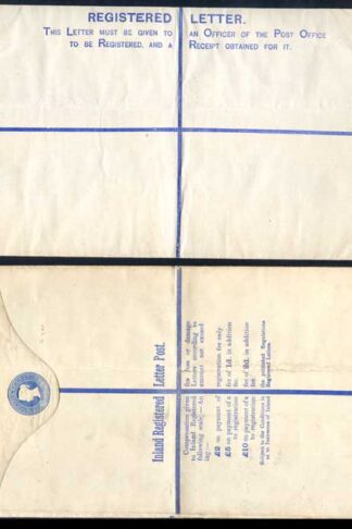 RP14 QV 2d Blue Registered Envelope  Size K Mint