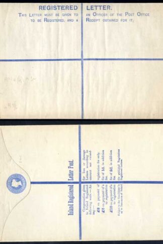 RP14 QV 2d Blue Registered Envelope  Size K Mint