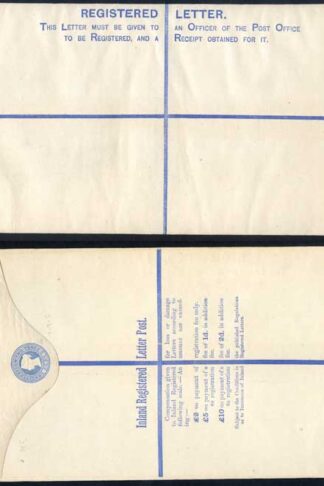 RP14 QV 2d Blue Registered Envelope  Size K Mint