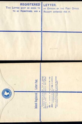 RP15 QV 2d Blue Registered Envelope Size K Mint
