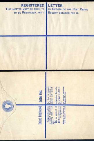 RP15 QV 2d Blue Registered Envelope Size K Mint