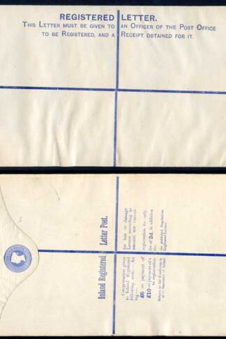 RP15 QV 2d Blue Registered Envelope Size K Mint