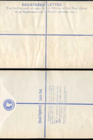 RP15 QV 2d Blue Registered Envelope Size K Mint