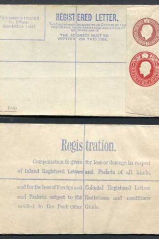 RP32b KGV 3d and 1d Compound Registered Envelope Size G Format RF9b Mint
