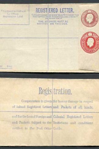 RP32b KGV 3d and 1d Compound Registered Envelope Size G Format RF9b Mint