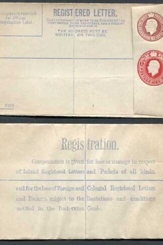 RP32b KGV 3d and 1d Compound Registered Envelope Size G Format RF9b Mint