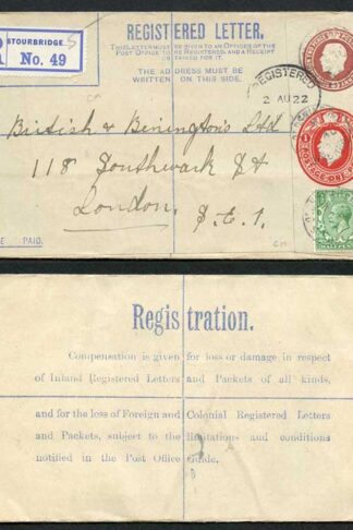 RP32a KGV 3d and 1d Compound Registered Envelope Size G Format RF9a Uprated