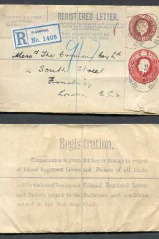 RP32a KGV 3d and 1d Compound Registered Envelope Size G Format RF9b Used