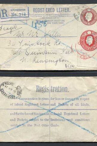 RP32a KGV 3d and 1d Compound Registered Envelope  Size G Format RF9b Used
