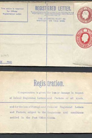 RP32a KGV 3d and 1d Compound Registered Envelope Size G Format RF9a Mint