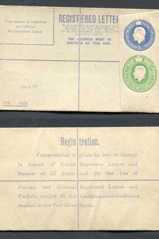 RP33 KGV 3 1/2d and 1/2d Compound Registered Envelope Size F Mint