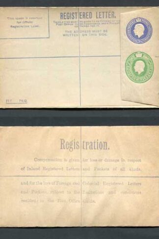 RP33b KGV 3 1/2d and 1/2d Compound Registered Envelope Size G Flap type 7 Mint
