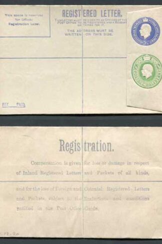 RP33b KGV 3 1/2d and 1/2d Compound Registered Envelope Size G Flap type 7 Mint