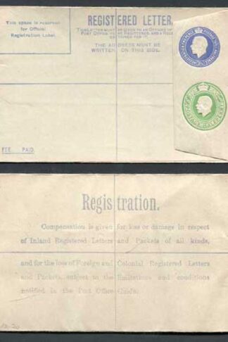 RP33b KGV 3 1/2d and 1/2d Compound Registered Envelope Size G Flap type 7 Mint