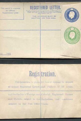 RP33b KGV 3 1/2d and 1/2d Compound Registered Envelope Size G Flap type 7 Mint