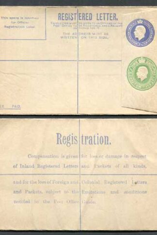RP33b KGV 3 1/2d and 1/2d Compound Registered Envelope Size G Flap type 7 Mint