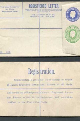 RP33b KGV 3 1/2d and 1/2d Compound Registered Envelope Size G Flap type 7 Mint