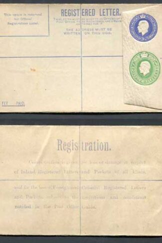 RP33b KGV 3 1/2d and 1/2d Compound Registered Envelope Size G Flap type 7 Mint