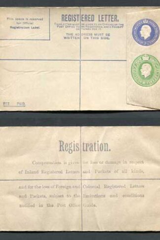 RP33b KGV 3 1/2d and 1/2d Compound Registered Envelope Size G Flap type 7 Mint