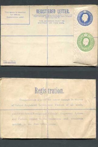 RP33b KGV 3 1/2d and 1/2d Compound Registered Envelope Size G Flap type 7 Mint