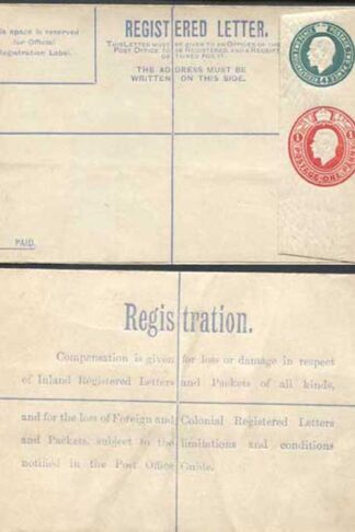 RP37 KGV 4d and 1d Compound Registered Envelope Size G Mint
