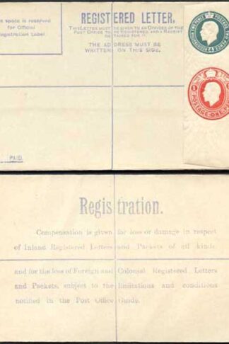 RP37 KGV 4d and 1d Compound Registered Envelope Size G Mint