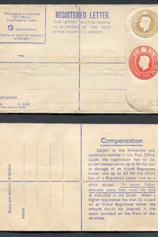 RP67 KGVI 5 1/2d and 1d Compound Registered Envelope Mint