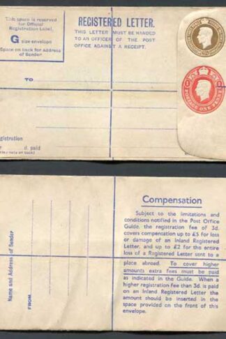 RP67 KGVI 5 1/2d and 1d Compound Registered Envelope Mint