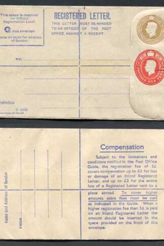 RP67 KGVI 5 1/2d and 1d Compound Registered Envelope Mint