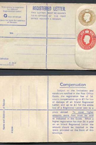 RP67 KGVI 5 1/2d and 1d Compound Registered Envelope Mint