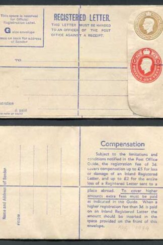 RP67 KGVI 5 1/2d and 1d Compound Registered Envelope Mint