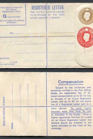 RP67 KGVI 5 1/2d and 1d Compound Registered Envelope Mint