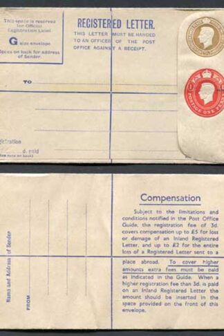 RP67 KGVI 5 1/2d and 1d Compound Registered Envelope Mint