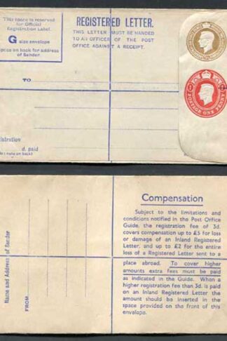 RP67 KGVI 5 1/2d and 1d Compound Registered Envelope Mint