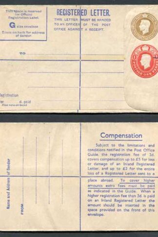 RP67 KGVI 5 1/2d and 1d Compound Registered Envelope Mint