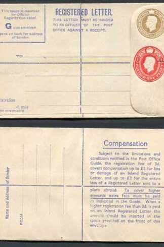 RP67 KGVI 5 1/2d and 1d Compound Registered Envelope Mint