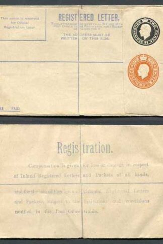 RP31b KGV 2d Black and 2d Orange Compound Registered Envelope Flap Type 7 Mint