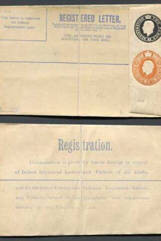 RP31b KGV 2d Black and 2d Orange Compound Registered Envelope Flap Type 7 Mint