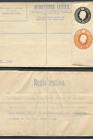 RP31b KGV 2d Black and 2d Orange Compound Registered Envelope Flap Type 7 Mint