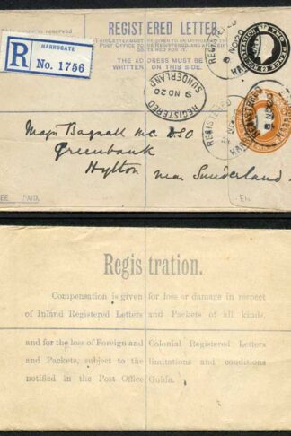RP31a KGV 2d Black and 2d Orange Compound Registered Envelope Flap Type 6 Used